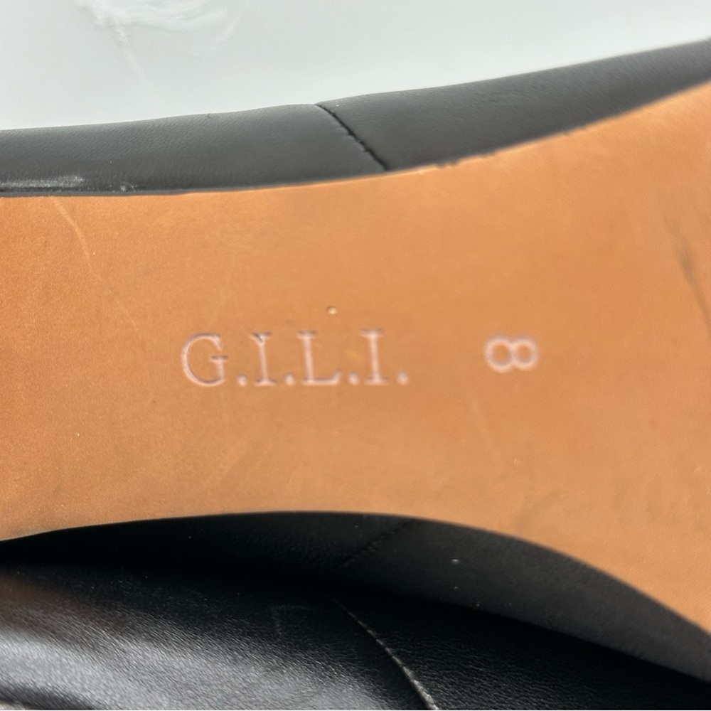 GILI G.I.L.I. Maxette Leather Ankle Boot Chain Detail BLACK 8M Spike Heel - Picture 9 of 11